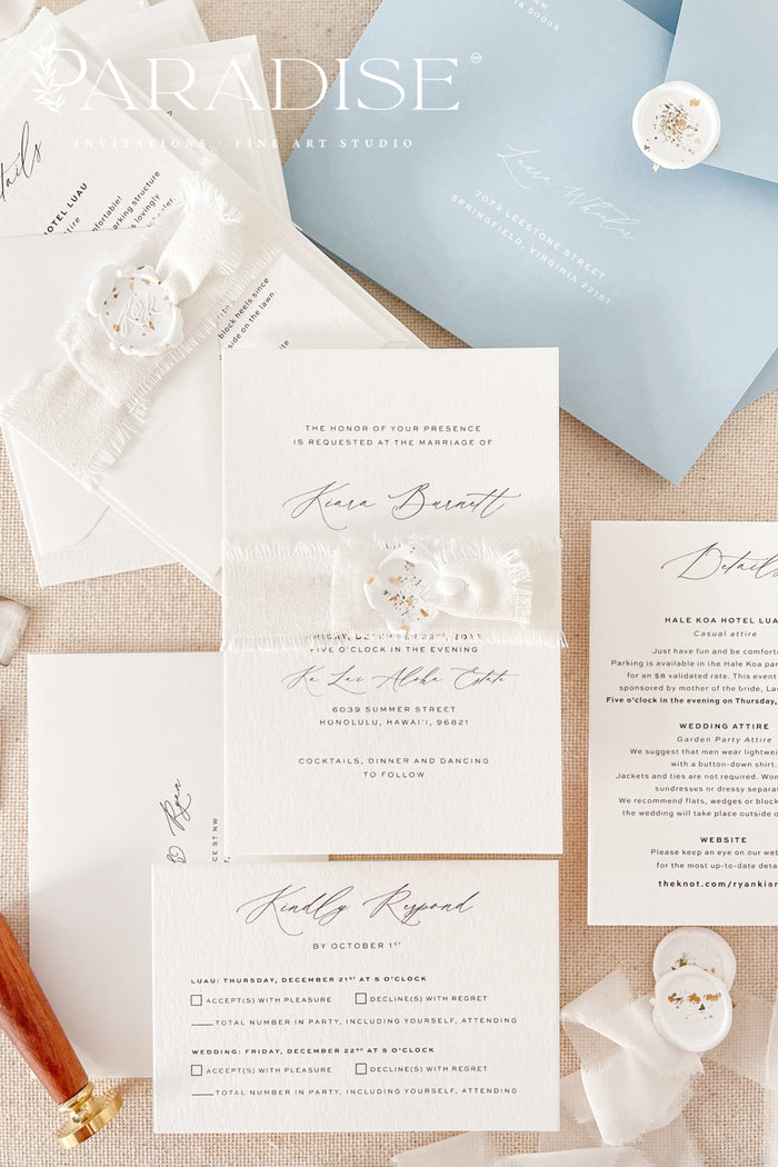 Lucy Linen Belly Bands Wedding Invitations