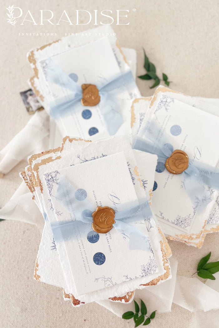 Camila Handmade Paper and Gold Leaf Wedding Invitation Sets