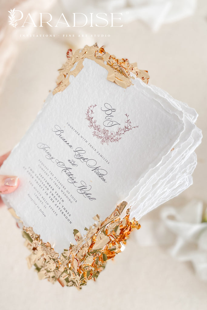 Anastasia Golden Leaf Wedding Invitation Sets