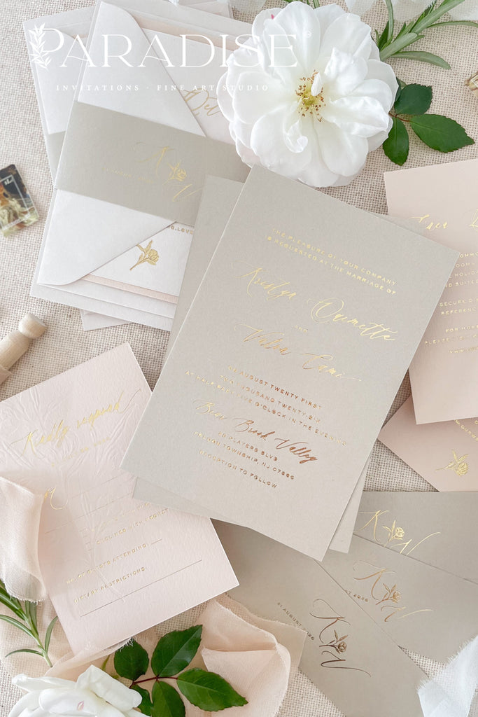 Addison Real Gold Foil Wedding Invitation Sets