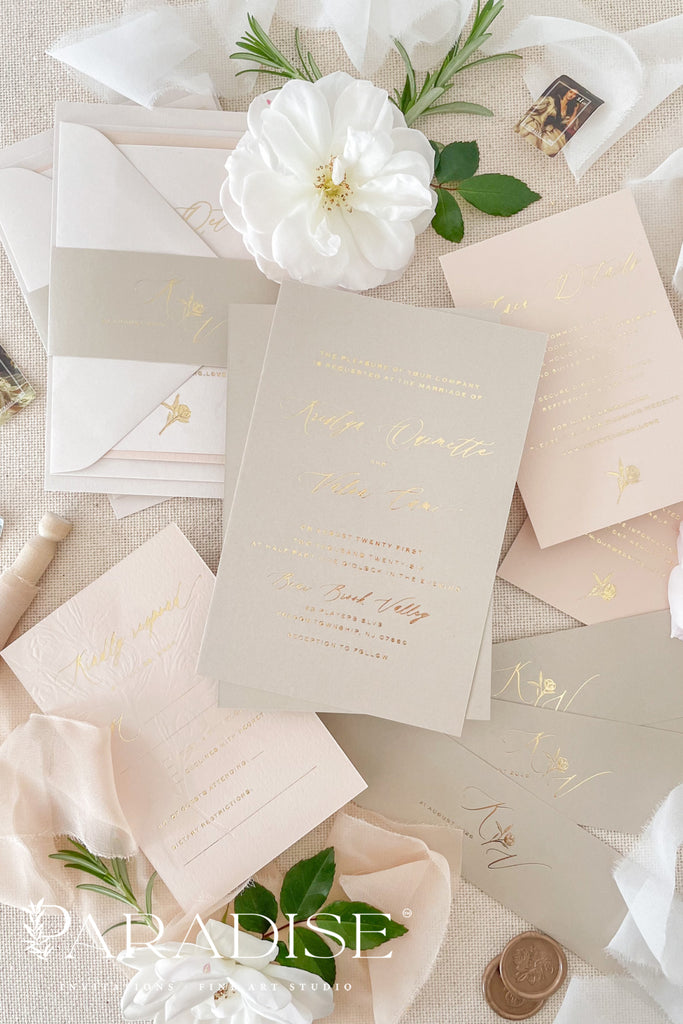 Addison Real Gold Foil Wedding Invitation Sets