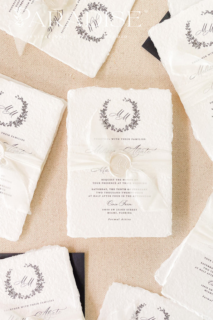 Zoe Handmade Paper Wedding Invitation Sets