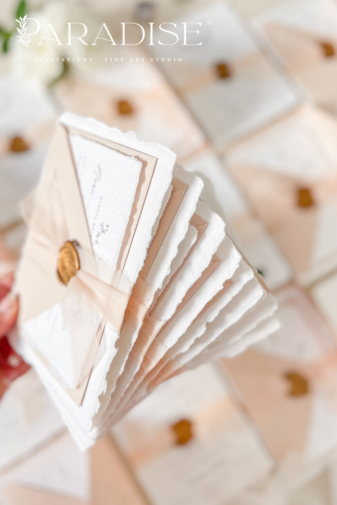 Angelica Handmade Paper Wedding Invitation Sets