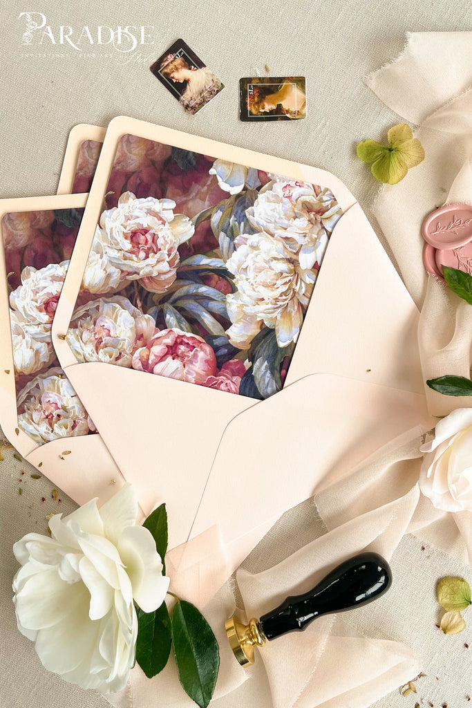 Soft Peach Envelopes and Floral Liners