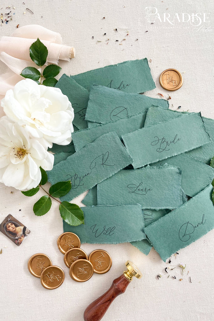 Whitley Emerald Handmade paper Place Cards