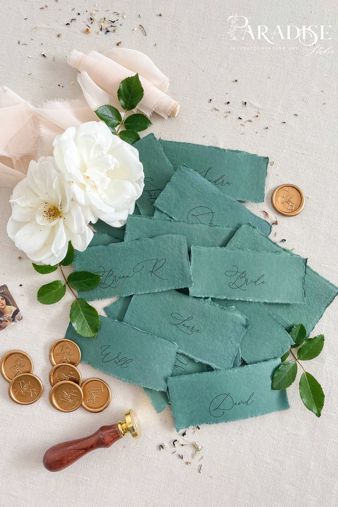 Whitley Emerald Handmade paper Place Cards