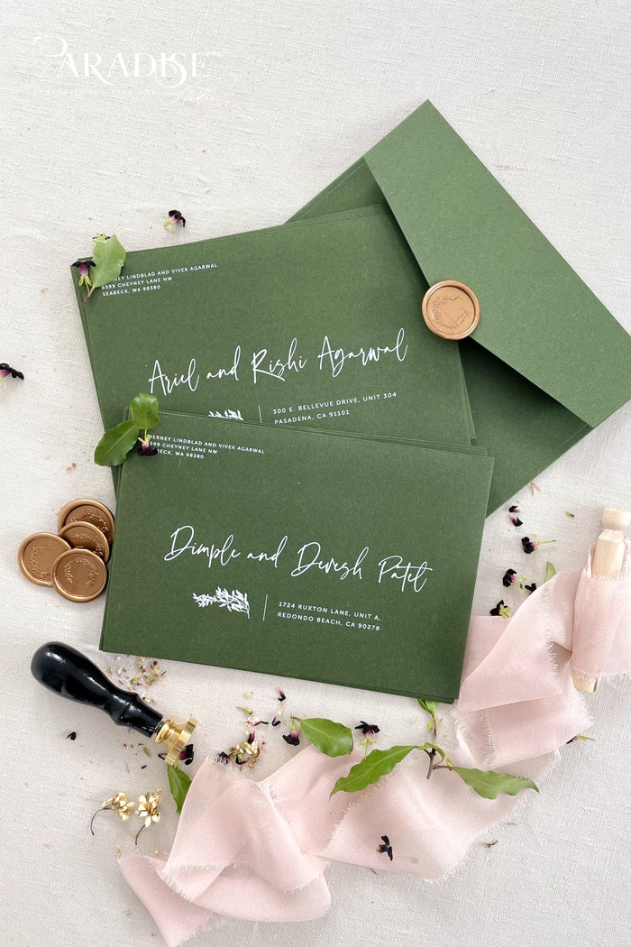 Forest Green Envelopes and White Ink Printing