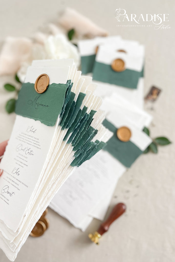 Whitley Handmade Paper Wedding Menus