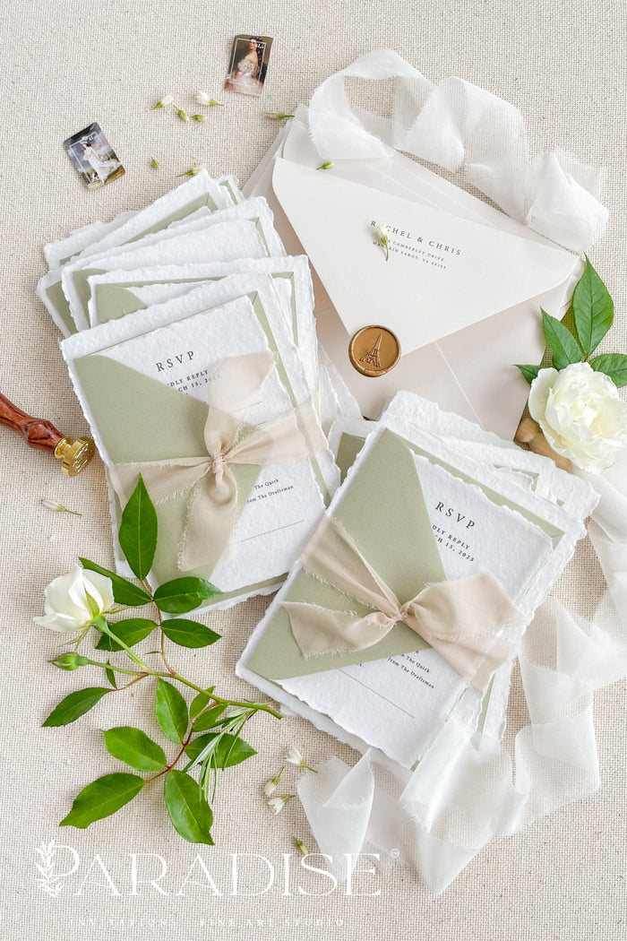 Emmeline Handmade Paper Wedding Invitation Sets