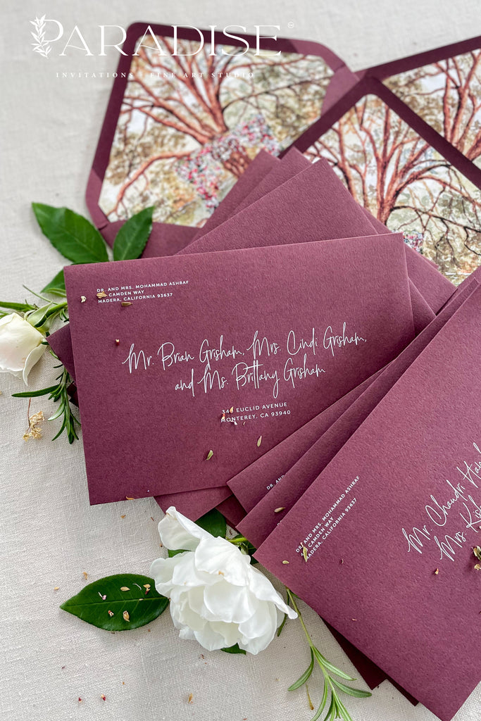 Oxblood Envelopes and White Ink Printing, Envelope Liners
