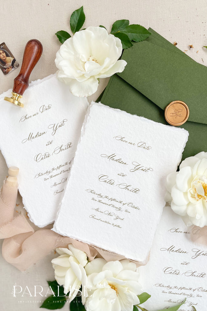 Gracelyn Handmade Paper Save the Date Cards