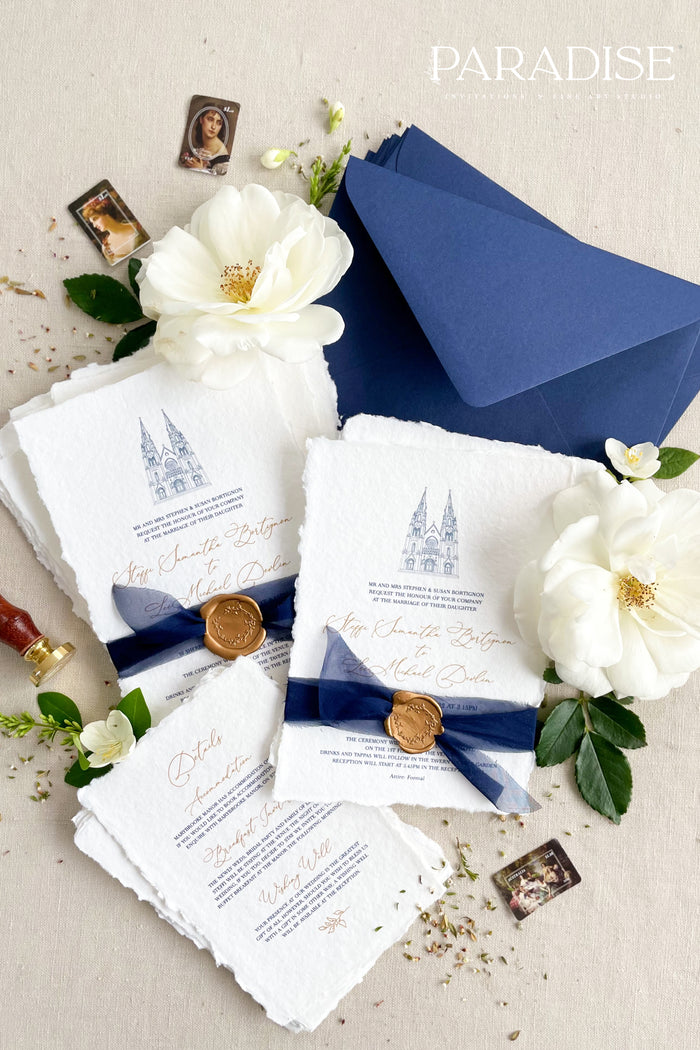 Lena Handmade Paper Wedding Invitation Sets