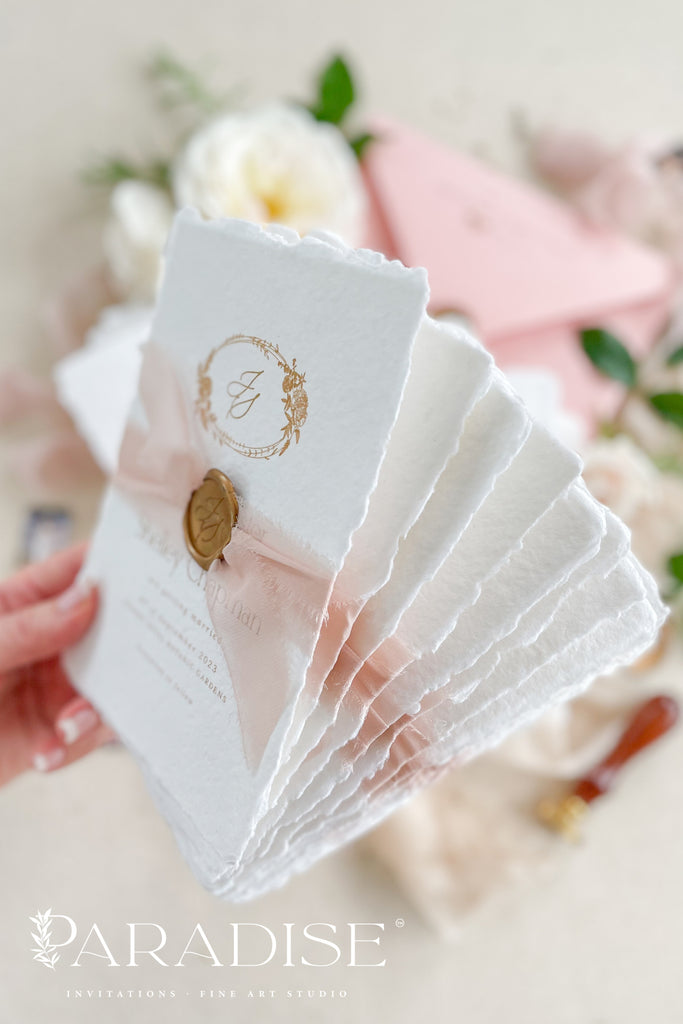 Caresse Handmade Paper Save the Date Cards
