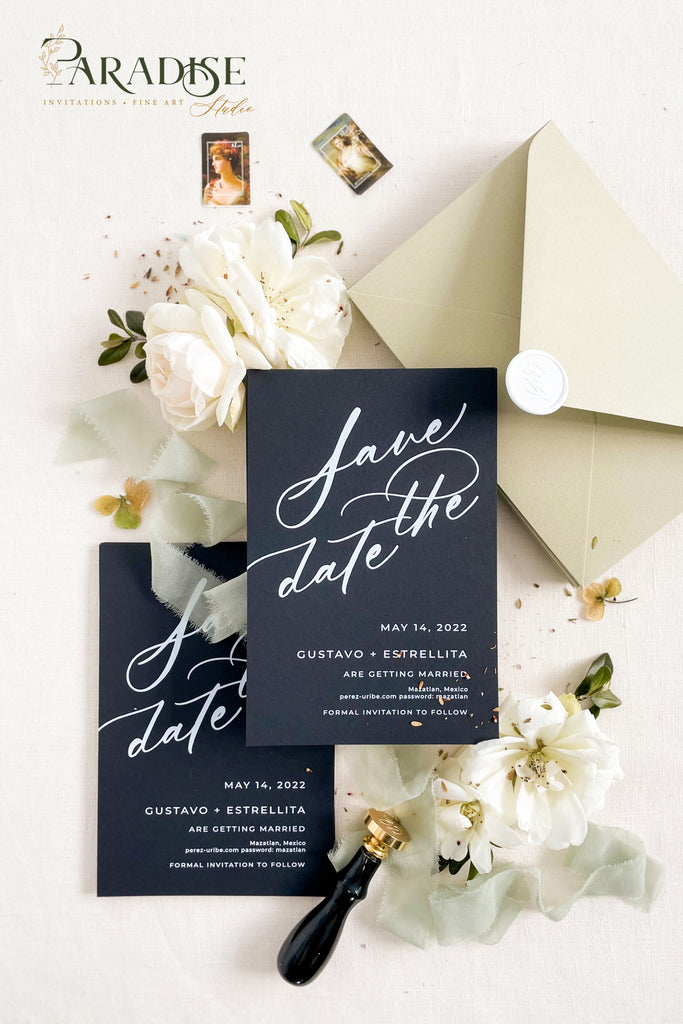 Iliana Black and White Save the Date Cards