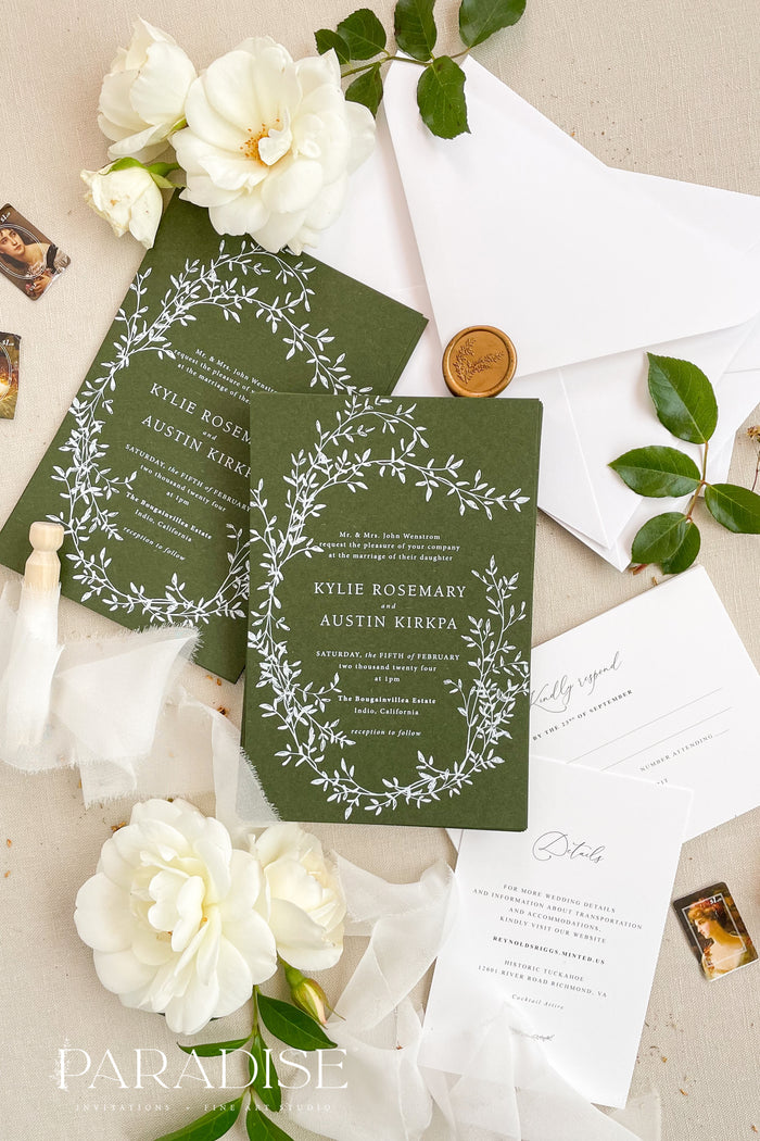 Aspen Forest Green Wedding Invitations