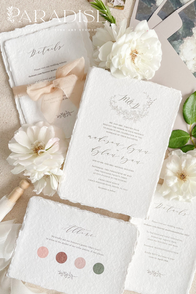 Calantha Handmade Paper Wedding Invitation Sets