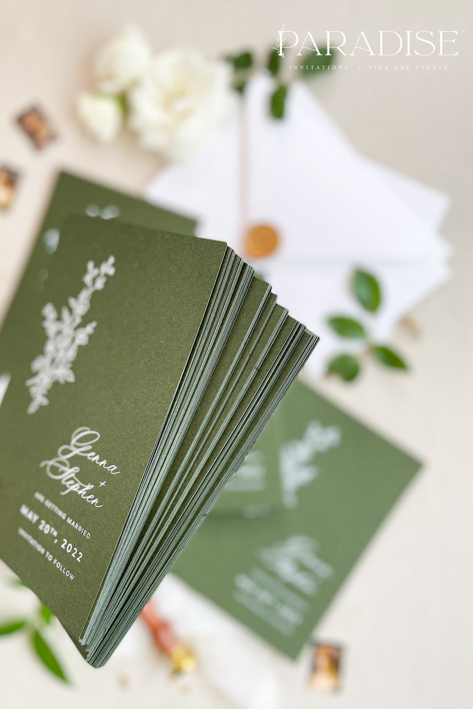 Talia Forest Green Save the Date Cards