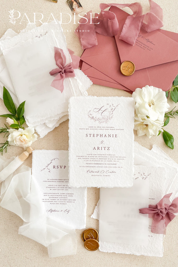 Blush handmade recycled paper for Wedding invitations and