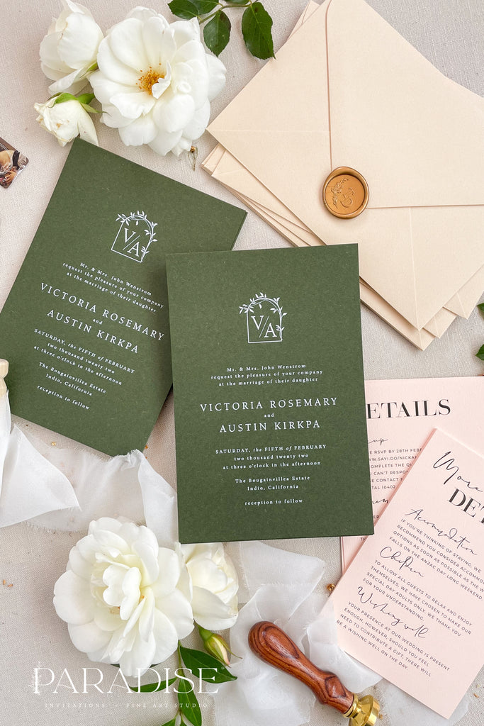 Lila Forest Green Wedding Invitations