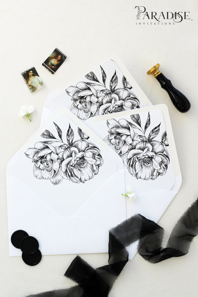Hand Drawn Floral Envelope Liners and Envelopes