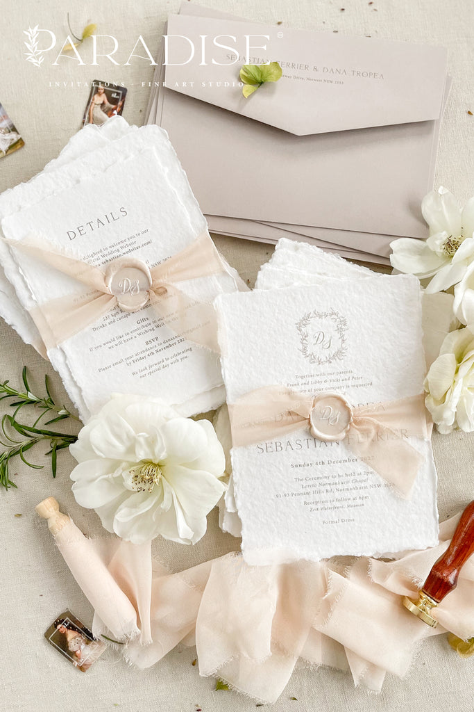 Cherrie Handmade Paper Wedding Invitation Sets