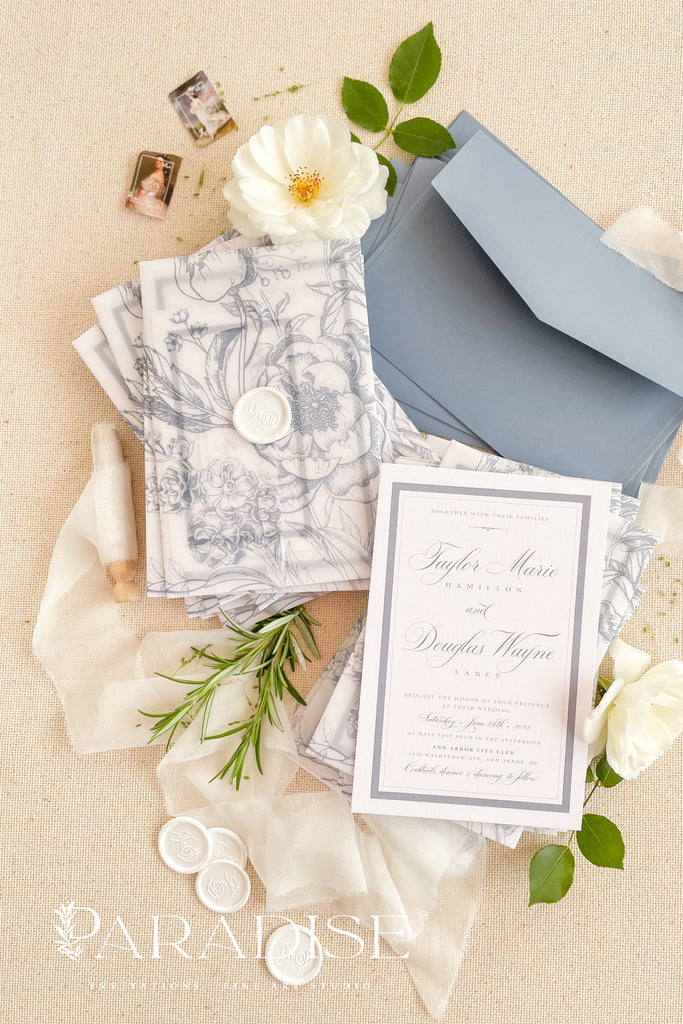 Emmaline Dusty Blue Wedding Invitations