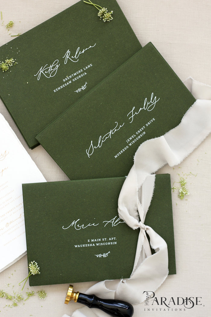 Forest Green Envelopes White Ink Printing