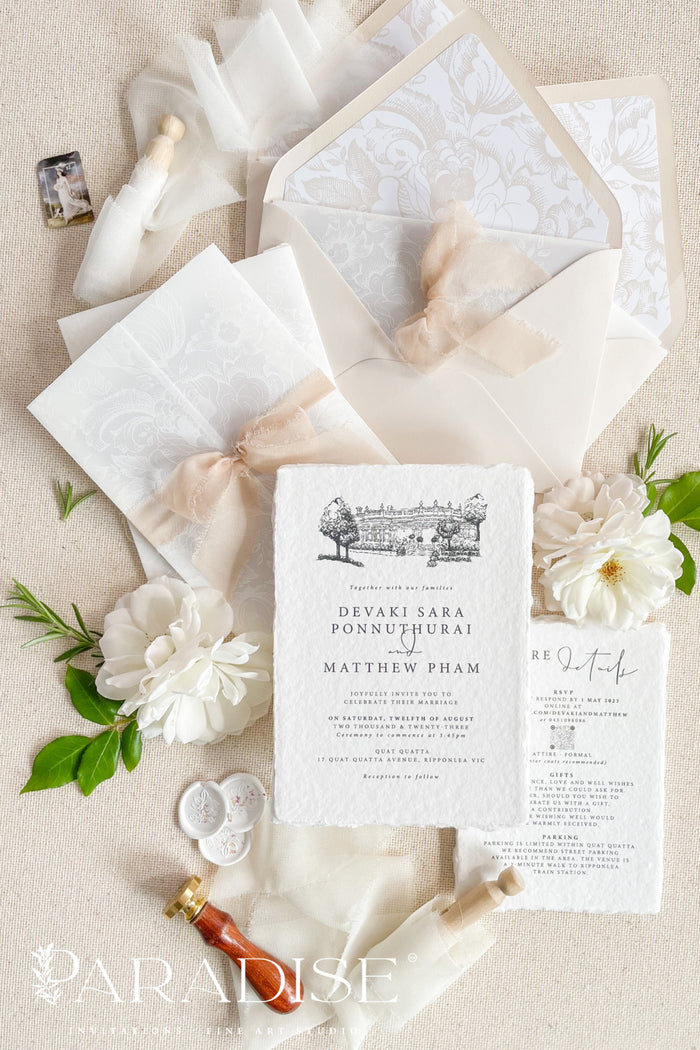 Calanthe Handmade Paper Wedding Invitation Sets