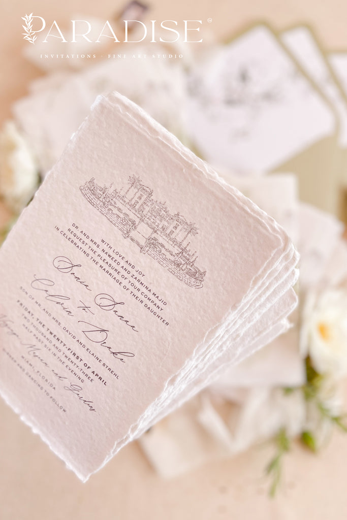 Amarante Handmade Paper Wedding Invitation Sets