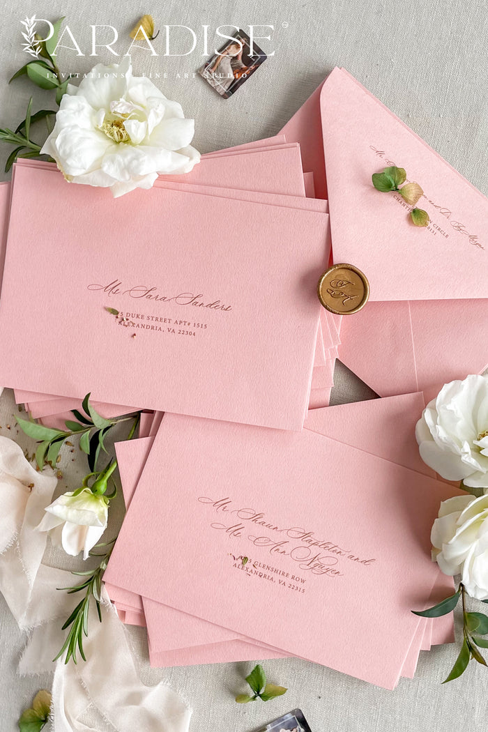 Dusty Pink Envelopes and Address Printing