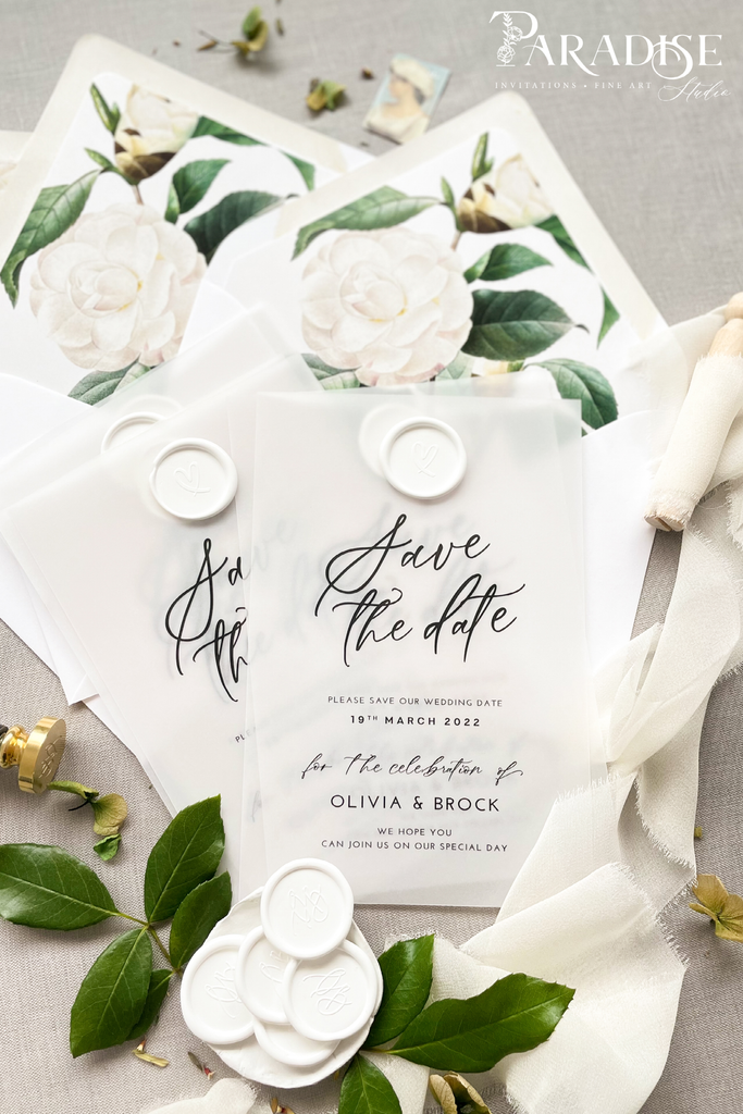 Opal Vellum Save the Date Cards