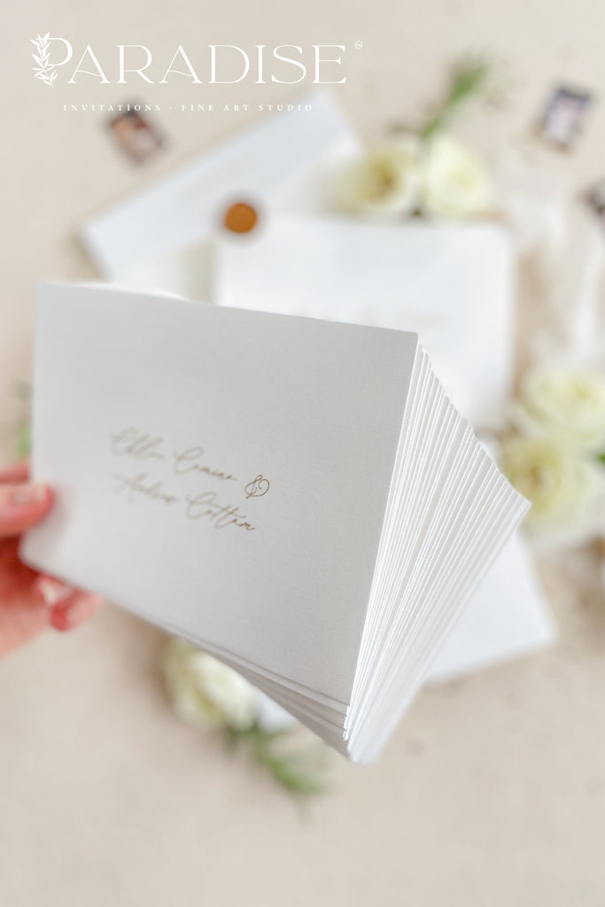 Coco Linen Envelopes and Golden Ink Printing