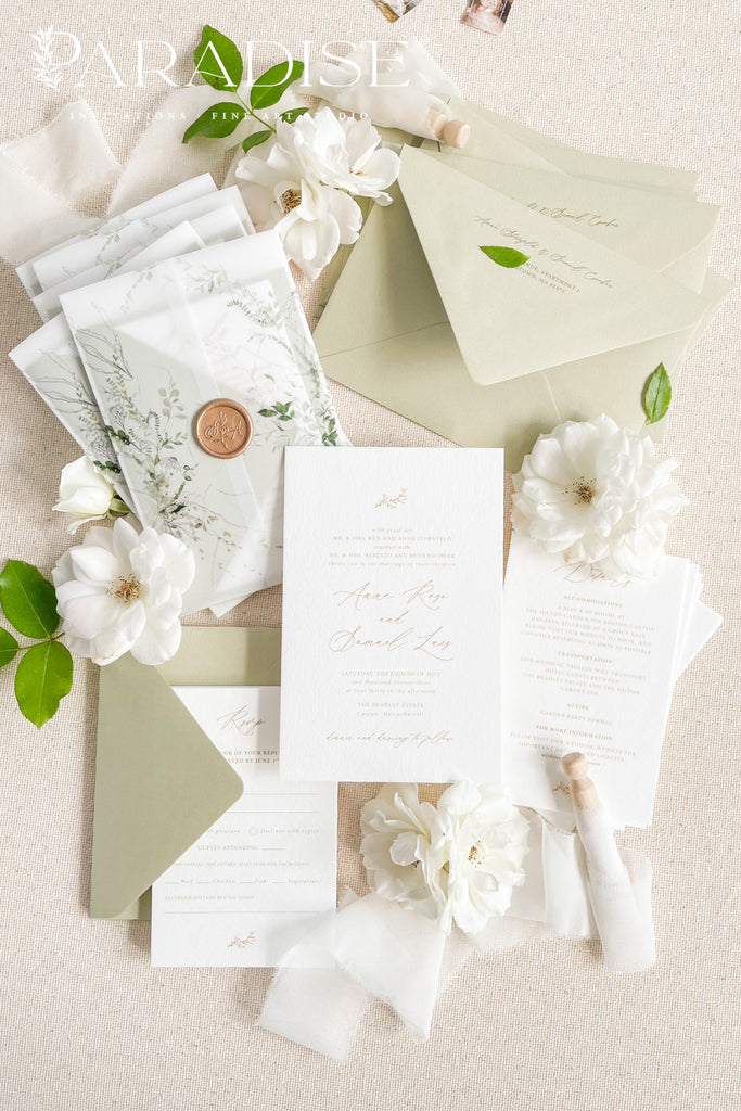 Aceline Watercolor Greenery Wedding Invitations