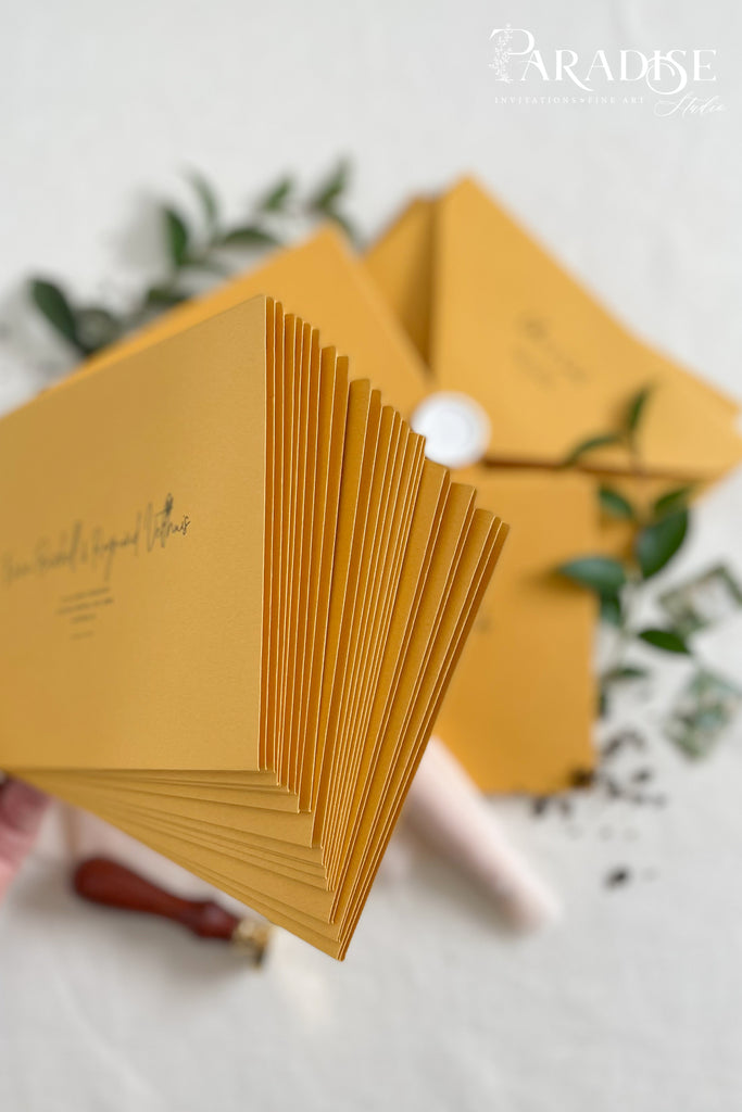 Mustard Envelopes and Black Ink Printing