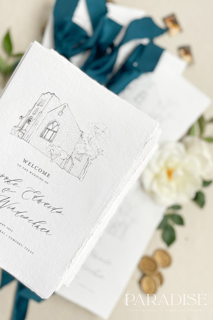 Dahlia Handmade Paper Wedding Programs