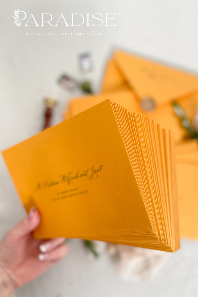 Amber Envelopes and Black Ink Printing