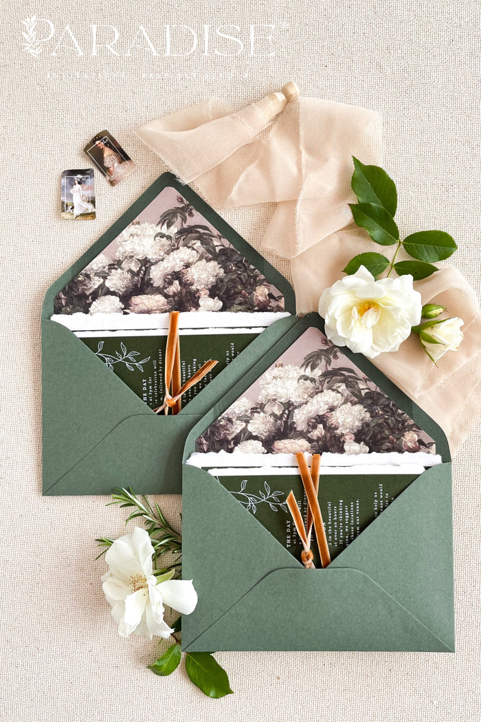 Forest Green Envelopes and Envelope Liners
