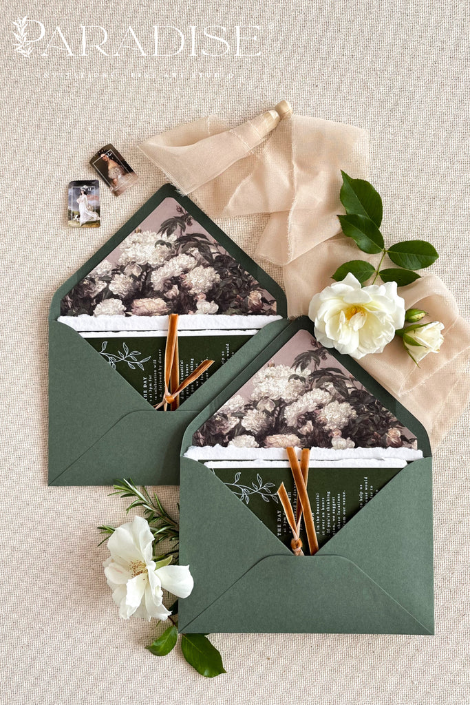 Forest Green Envelopes and Envelope Liners