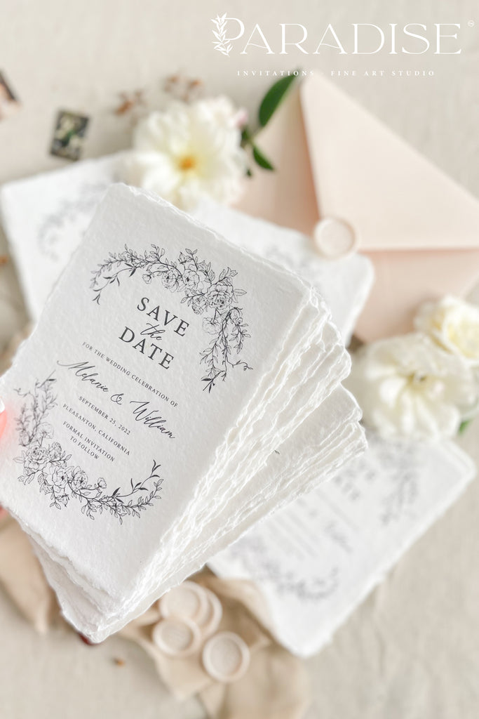 Polly Handmade Paper Save the Date Cards