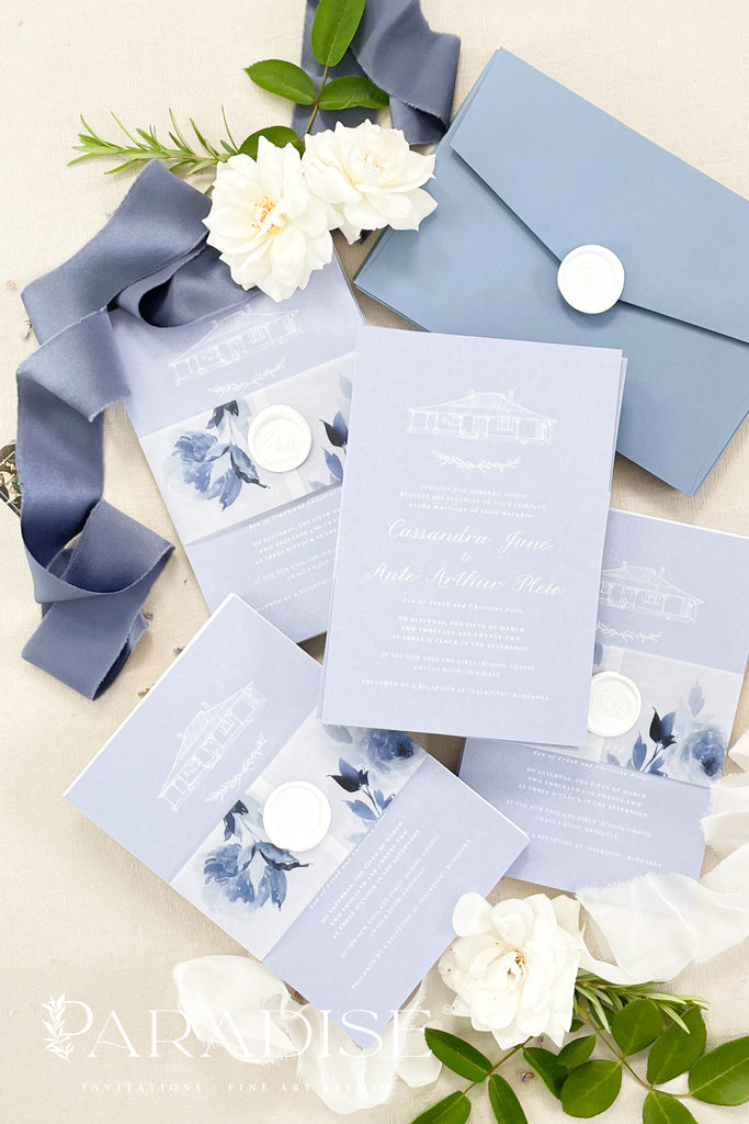 Desire Dusty Blue Wedding Invitations