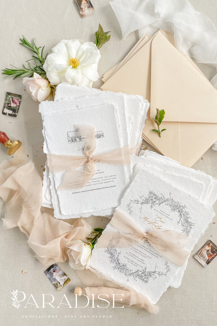 Elana Handmade Paper Wedding Invitation Sets