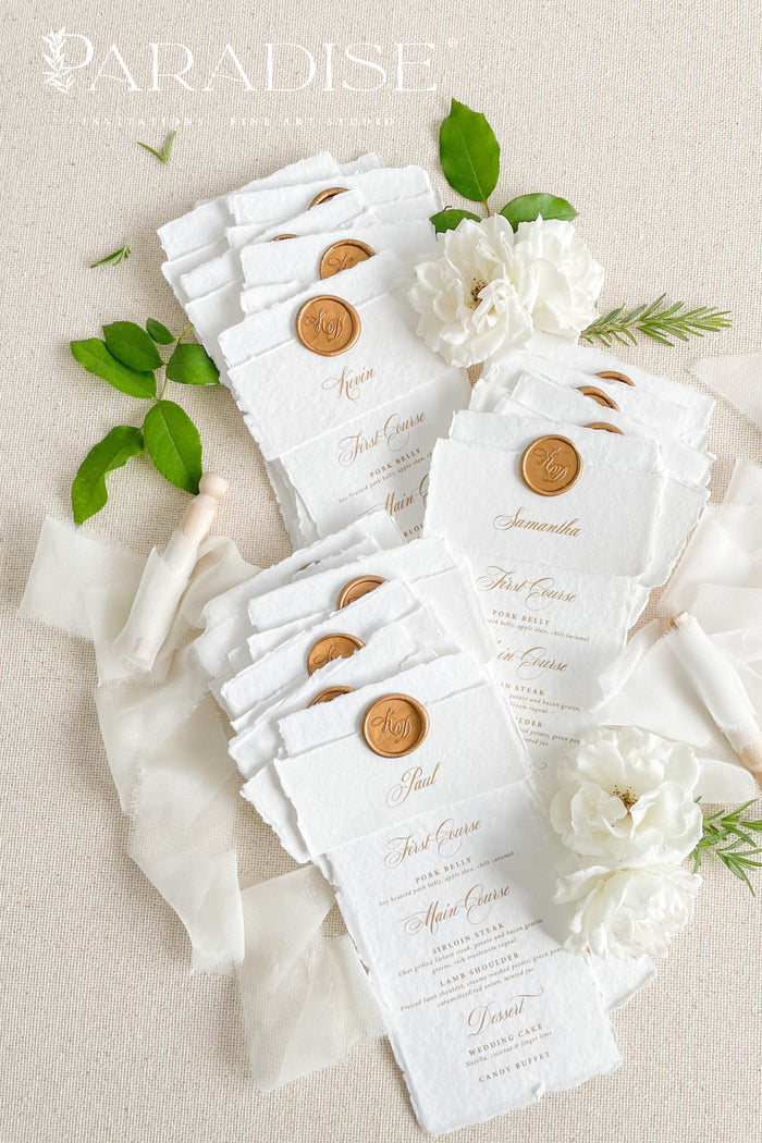 Coco Handmade Paper Wedding Menus