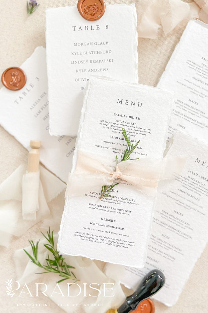 Edmee Handmade Paper Wedding Menus