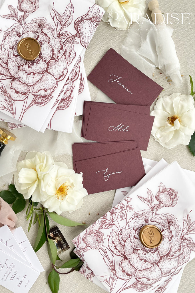 Laura Burgundy Place Cards