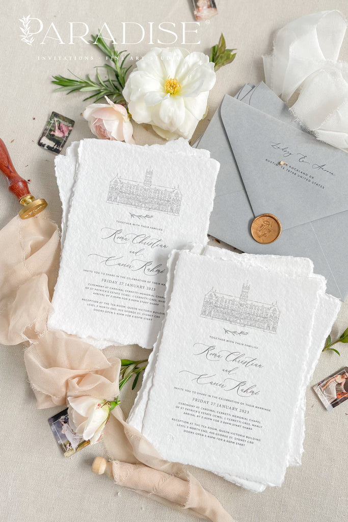 Emeraude Handmade Paper Wedding Invitation Sets