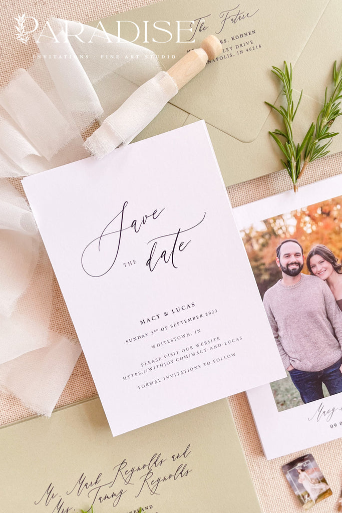Colombe Minimalist Save the Date Cards