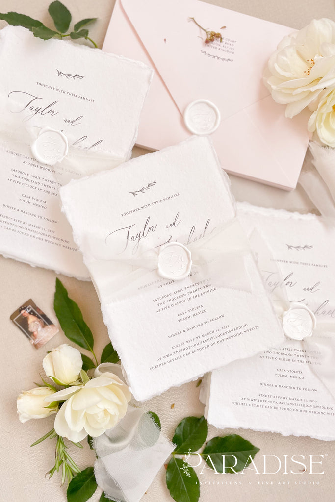 Lexi Handmade Paper Wedding Invitation Sets