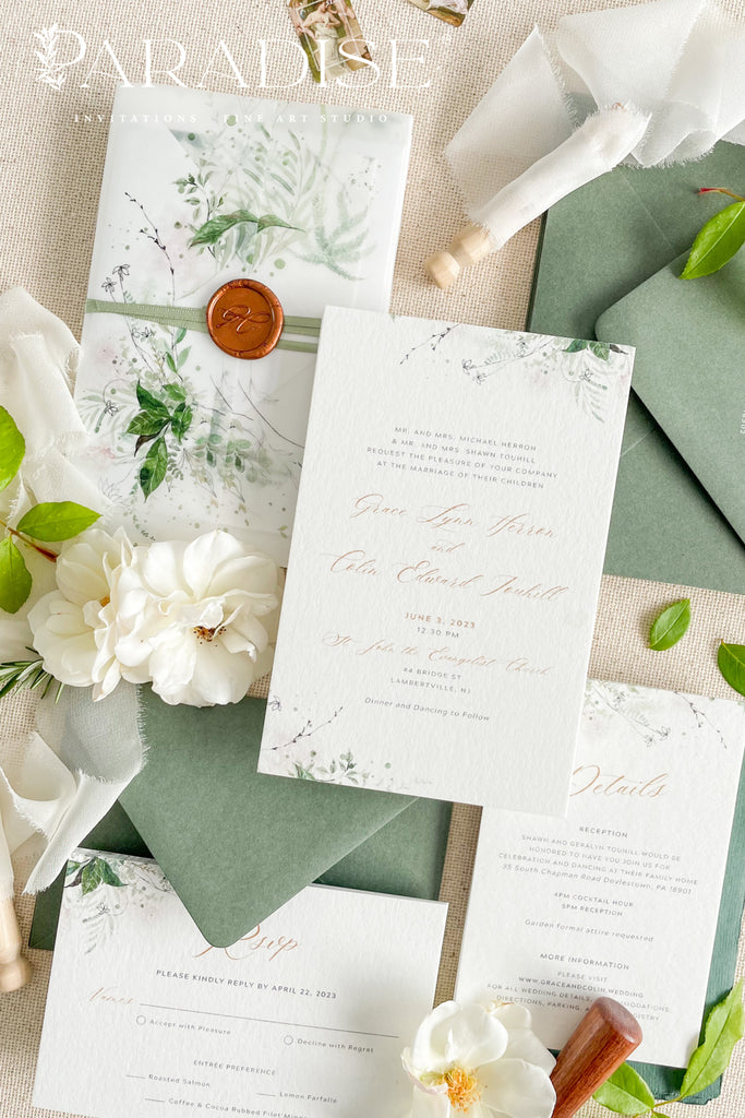 Charmayne Watercolor Greenery Wedding Invitations