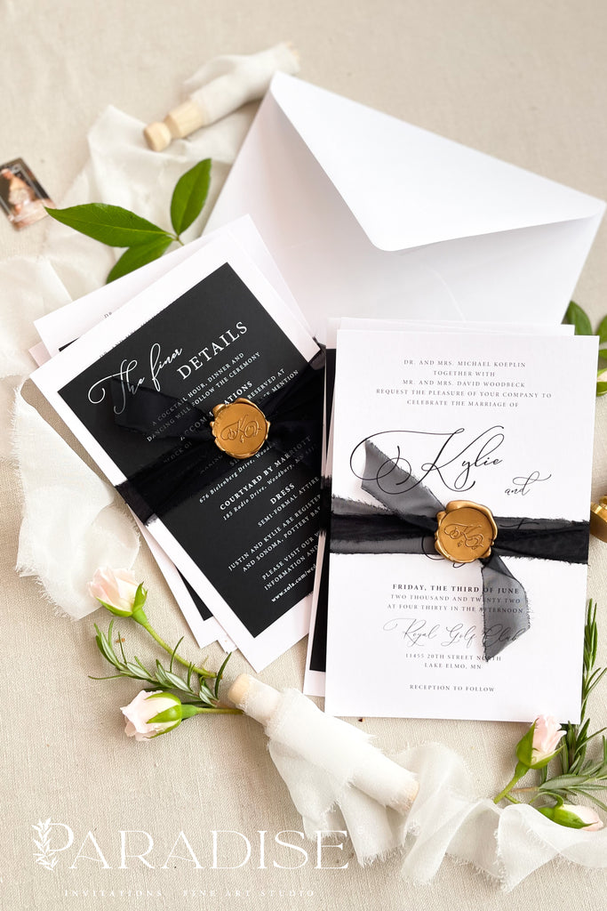 Eloisee Black and White Wedding Invitations