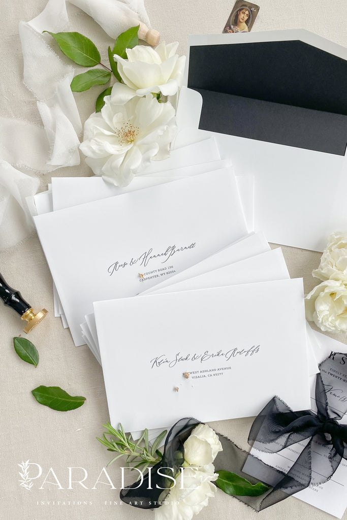 White Envelopes and Black Ink Printing